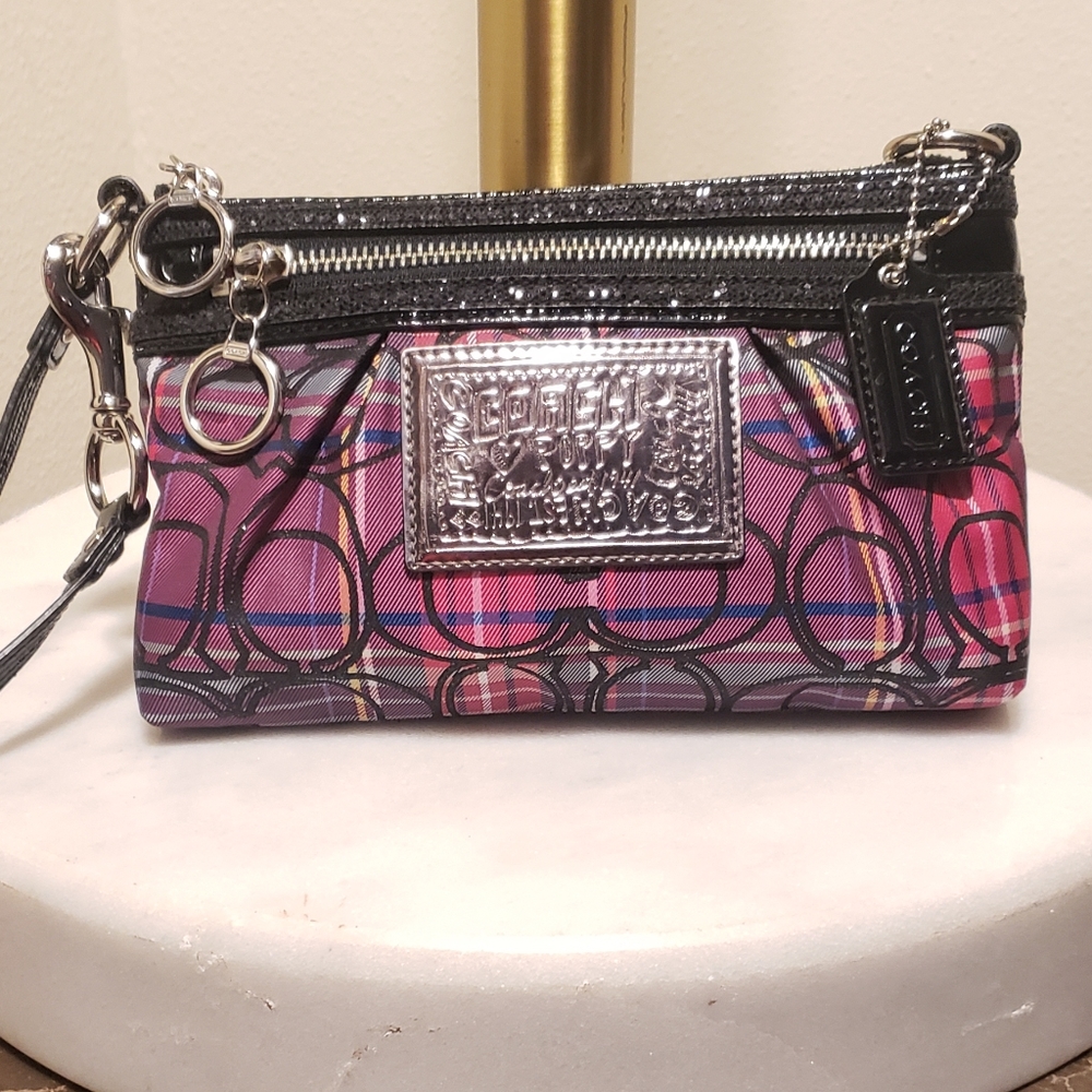 Coach Multicolor Plaid Wristlet